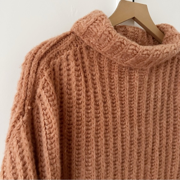 FREE PEOPLE orange Fluffy Fox oversized chunky high neck sweater - Picture 6 of 9